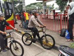 Amankan Mudik 2024 di Rest Area Tangerang, Polisi Gelar Patroli Sepeda