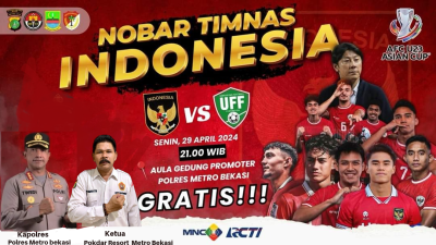 Dukung Perjuangan Timnas Indonesia, Polres metro bekasi Gelar Nobar Laga Semifinal Piala Asia U-23