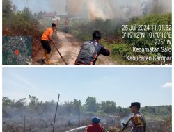 Dibantu Heli Water Boom, BPBD Kabupaten Kampar Kembali Padamkan Kebakaran Lahan di Desa Salo Timur dan Desa Salo.
