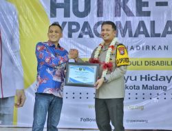 Konsisten Peduli Disabilitas, Kapolresta Malang Kota Mendapat Penghargaan dari YPAC Kota Malang