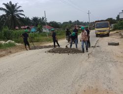 Bantu Lancarkan Mobilitas Warga, Pemerintah Desa Danau Lancang dan Beberapa perusahaan Lakukan Perbaikan Jalan 