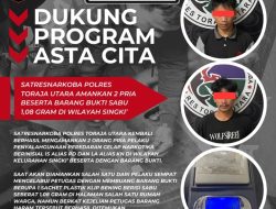 Kuasai 1,08 Gram Sabu, 2 Orang Pria Diamankan Satresnarkoba Polres Toraja Utara di Wilayah Singki