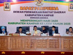 Pasca Penetapan Oleh KPU, DPRD Kampar Umumkan Bupati/Wakil Bupati Kampar Terpilih Melalui Paripurna.