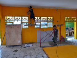 Rehab SDN 3 Katol Timur masuk tahap pengecatan oleh Satgas TMMD 123 Kodim 0829/Bangkalan.