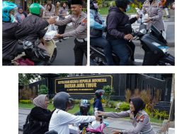 Berbagi Takjil Jelang Buka Puasa, Ditlantas Polda Jatim Ajak Masyarakat Tertib Berlalu Lintas