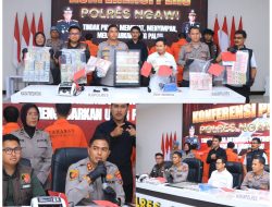 Polres Ngawi Berhasil Amankan 5 Tersangka Pengedar Uang Palsu Lintas Provinsi