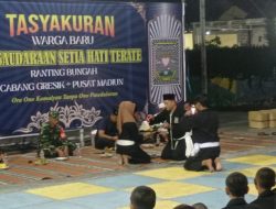 Babinsa Bungah Dukung Pengamanan Tasyakuran Warga Baru PSHT di Desa Melirang