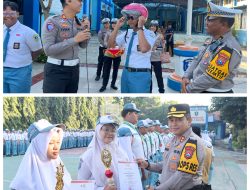Dekat dan Bersahabat, Polisi Blusukan ke Sekolah Edukasi Tertib Lalin dan Berbagi Hadiah untuk Pelajar di Nganjuk