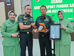 Dandim 0817/Gresik Pimpin Langsung Acara Korp Raport Pindah Satuan Danramil Menganti