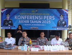 Konferensi Pers Akhir Tahun, Polres Nganjuk Paparkan Tren Kamtibmas 2024–2025