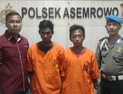 Rusak Gembok Pagar 2 orang Pelaku Curanmor Berhasil di Amankan Unit Reskrim Polsek Asemrowo.