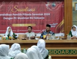 KPU Bersama PC Muslimat NU Sidoarjo Gelar Sosialisasi Pendidikan Pemilih Agar Terhindar Praktek ‘Money Politic’