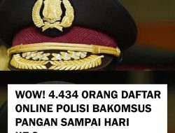 Total Pendaftar Bakomsus bidang Pangan Polri Hingga Hari ke-3 4.434 Orang