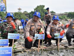 Lestarikan Lingkungan, Ditpolairud Polda Jatim Tanam Belasan Ribu Bibit Mangrove di Gresik