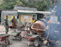Kebersamaan Babinsa dan Masyarakat Laksanakan Karya Bakti Pembangunan Dam Desa Banyuwangi