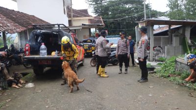 Libatkan Anjing Pelacak Polisi Kembali Cari Korban Longsor di Trenggalek