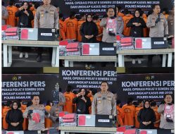 Konferensi Pers, Polres Nganjuk All Out! 63 Tersangka dan 47 Kasus Dibongkar