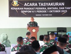 32 Anggotanya Naik Pangkat, Dandenpom V/1 Madiun Beri Pesan Menohok