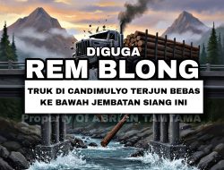 TRUK DI CANDIMULYO TERJUN BEBAS KE BAWAH JEMBATAN SIANG INI DIDUGA REM BLONG