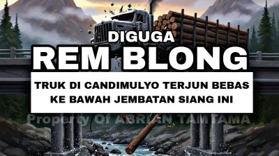 TRUK DI CANDIMULYO TERJUN BEBAS KE BAWAH JEMBATAN SIANG INI DIDUGA REM BLONG