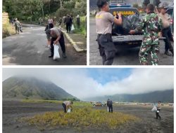 Gerakan Indonesia Asri, Polres Probolinggo Bersih – bersih Lokasi Wisata Bromo