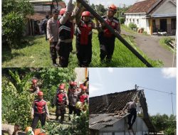 Tanggap Bencana, Polres Tuban Tangani Dampak Angin Puting Beliung