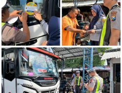 upaya  menekan Kecelakaan Satlantas Polres Pasuruan Gelar Ramp Check Angkutan Umum di Terminal Pandaan