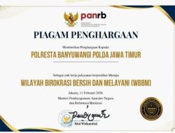 Polresta Banyuwangi Raih Penghargaan Zona Integritas Menuju WBBM Tahun 2025