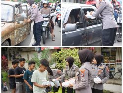 Semangat Ramadhan, Polwan Polres Bondowoso Tebar 500 Takjil di Pasar Induk