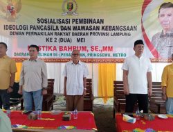 Anggota DPRD Provinsi Lampung Mustika Bahrum, SE.,MM Dapil Lampung lll Gelar Acara Sosialisasi Pembinaan Ideologi Pancasila dan Wawasan Kebangsaan.