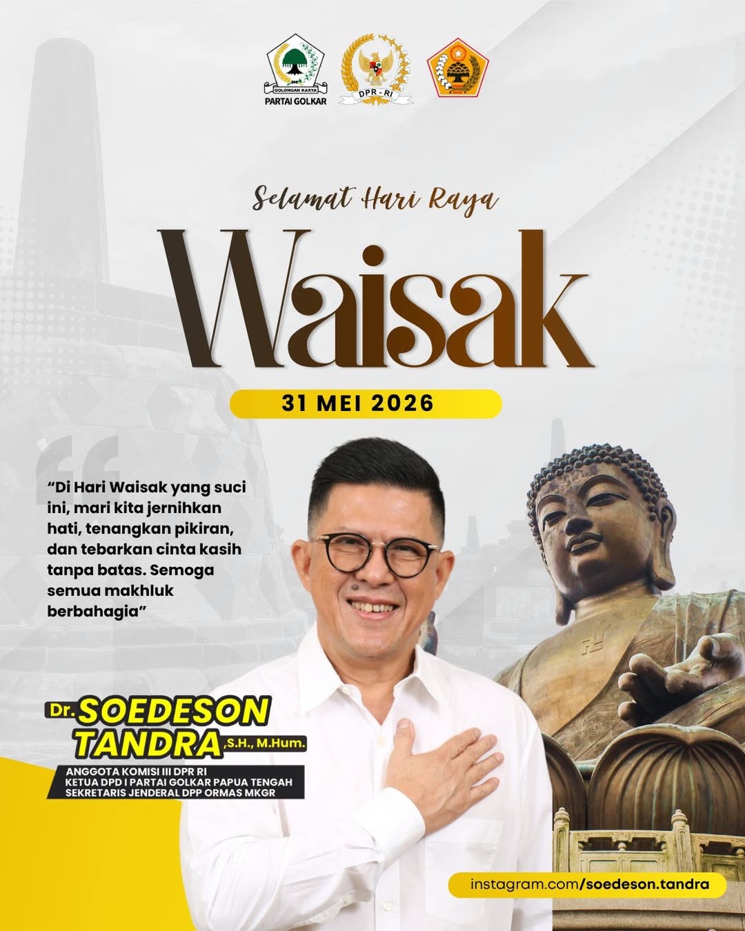 Selamat Hari Raya Waisak 2026 M 2570 Be.di Hari Waisak Yang Suci Ini, Mari Kita Jernihkan Hati,