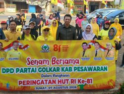 Songsong HUT Kemerdekaan RI Yang Ke-81 DPD Golkar Pesawaran Adakan Acara Bertema “Senam Bersama Golkar”